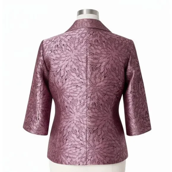 VTG 90s Dressbarn Pink Metallic Teardrop Jacquard Dress Jacket Blazer Sz S - Picture 2 of 9